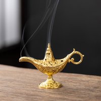 1PCS Hollow Legend Aladdin Magic Genie Lamps Incense Burners Retro Wishing Oil Lamp Home Decor Gift