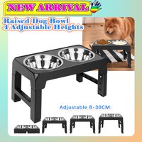 Raised Dog Bowl 4 Adjustable Heights, Elevated Dog bowls with 2x1200ml Stainless Steel Bowls, Non-Slip and No Spill, Black