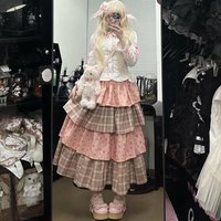 Cute Retro Japanese Style Multi-Layered Puffy Skirt Women's Fashionable Gingham Half Skirt Y2K Vintage School Uniform