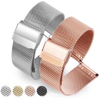 Milanese-Uhrenarmband, 12 mm, 14 mm, 16 mm, 18 mm, 20 mm, 22 mm, 24 mm, universelles Edelstahl-Metall-Uhrenarmband, Armband, Schwarz, Roségold