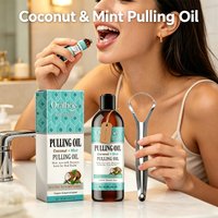 Coconut Mint Pulling Oil Mouthwash Oil Pulling Fresh Breath Brightening Alcohol Free Tongue Scraper Deep Cleaning Gum Care 100ml