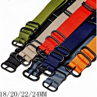 Multicolor Watch Strap Nylon Black Ring Buckle 18mm 20mm 22mm 24mm Striped Waterproof Replace Watch Accessories for Man Women