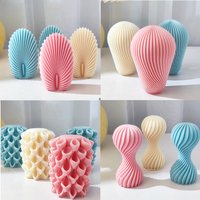 Moule à bougie en Silicone en spirale, pilier 3D, vague ronde, tourbillon, moules à cire ondulée, moule à savon, feuille de coquille, moule à bougie géométrique