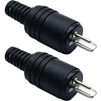 2Pcs Male Speaker Tools 2 Pin Connector Power Signal Audio Adapter Mini DIN Plug Screw Terminals Audio Accessories - Black