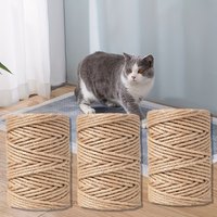 Durable Sisal Rope Cat Scratching Post Replacement- Anti-Tangle Sofa Safety Design, Extra Long,Hand Woven Hemp Rope
