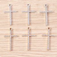 10pcs 17x29mm Fashion Crystal Cross Charms Pendants for Making DIY Drop Earrings Necklaces Handmade Keychains Jewelry Findings
