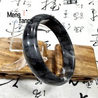Natural Hetian Jade Black Floating Flower Bangle Simple Elegant Exquisite High-grade Luxury Quality Fashion Jewelry Holiday Gift