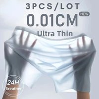 3 Pcs Men Boxer Shorts Ice Silk Men Panties Seamless Sexy Underwear Man Underpants Panties Male Thin Breathable Briefs Quick Dry
