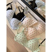 MOYISU Desire Korean Version of Sweet Cherry Print Breathable Triangle Cup Underwear Women's Thin Comfortable Anti-sag Small Bra