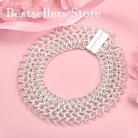 925 sterling silver 8-inch exquisite multi ring bracelet for women's fashion parties, wedding jewelry accessories