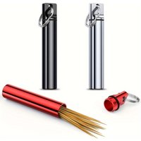 2pcs Portable Toothpicks Holder, Toothpicks Pocket Case with Keychain for Outdoor Picnic