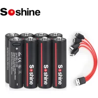 Soshine original 1.5V 3500mWh USB Lithium Battery AA Rechargeable Batteries with 4-in-1 USB Cable for Camera Toys Mouse
