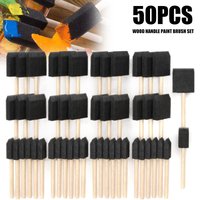 50Pcs Sponge Brush Set 1/2'' Lightweight Sponge Paint Brush with Wooden Handle DIY Graffiti Acrylics Painting Crafts Staining