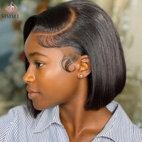 Straight Blunt Cut Short Bob Wigs Human Hair 13x4 Lace Front Human Hair Wig Side Part Lace Short Wig Brazilian Hair 8Inch