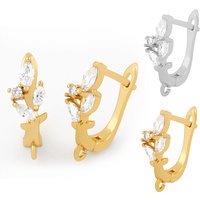OCESRIO DIY Handmade Leaf Earring Hooks Zircon Earrings Making Pendants Luxury Jewelry Making Accessories erha016