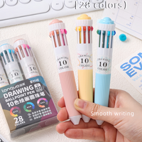 28 Colors Multicolor Ballpoint Pen Set 0.8mm, 10-in-1 Colored Pens Fine Point Retractable Ballpoint Pens for Office School