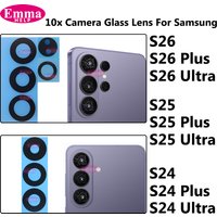 10sets Back Rear Camera Lens Glass For Samsung S24 S25 S26 Ultra S22 S23 Plus Lens Glass with Adhesive Oleophobic Coating