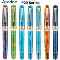 Asvine P20 Piston Filling Fountain Pen Acrylic Beautiful Patterns EF/F/M Nib with Golden Clip Office School Supplies Stationery