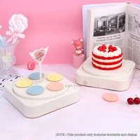 Household Small Rotary Sushi Machine Automatic Rotating Dessert Cake Booth Rack Decoration Toys with Music Wedding Birthday Gift