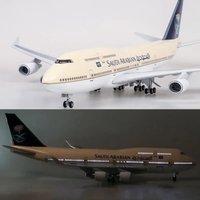 B747 Plane Model Saudi Arabian Airlines 47cm Resin Aircraft Models Toy Planes with Wheels and Lights for Collection Gift