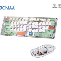 Foldable Keyboard and Mouse,Bluetooth5.1 Dual Modes Wirless Transparent Keyboard Rechargeable Full-Size Portable Travel Keyboard