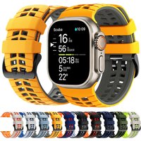 Two-tone Silicone Strap For Apple Watch Ultra 2 3 49mm Wristband For iWatch SE 5 6 7 8 9 10 11 44mm 45mm 46mm Band Bracelet