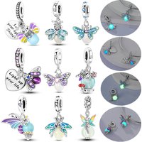 925 Sterling Silver Glowing in the Dark Firefly Hanging Charm Beads Suitable for Original Bracelet Necklace Jewelry Gift Making