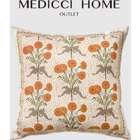 Medicci Home Housse de coussin de style pastoral français vintage pétale floral peint à la main taie d'oreiller chemin de table pour canapé de salon