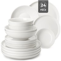 MALACASA 12/16/18/24 PCS Porcelain Plates Dinnerware Sets Ceramic Plates Set with 4/6 PCS Dinner Plate/Dessert/Cereal Bowl/Soup