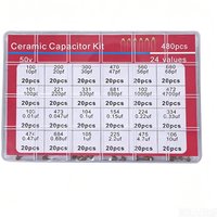 480pcs Ceramic Capacitor Assortment Kit for Guitar 0.1uf to 10uf Range 24 Values Durable Guitar Parts And Accessories