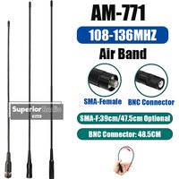 Air Band AM-771 Antenna 108-136Mhz Soft Whip BNC SMA-Female Aerial Enhance Signal For IC-A25 IC-A16 IC-A25 IC-A16 UV-5RH Pro Max