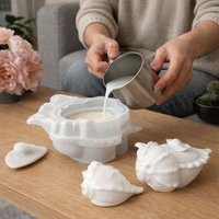 Candle Jar Mold Silicone Conch Shaped Mold with Lid Handmade Storage Box Mold Non-Stick Heat Resistant Storage Jar Molds Crafts