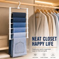 Foldable Wardrobe Pants Hanger Multi Layer Clothes Storage Rack for Trousers Jeans Scarves Closet Bedroom Home Organization