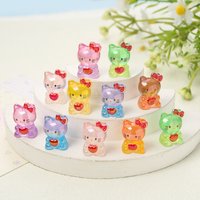 10pcs Cute Sanrio Hello Kitty Heart Resin Beads Colorful 3D Cat Loose Beads for DIY Jewelry, Pacifiers Clip Dummy Holder
