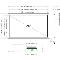 24 Inch IR Touch Frame 20 Points Infrared Touch Screen Overlay Kit USB Free Driver without Glass