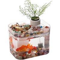 Aquarium Starter Kits, Aquarium Tank with Air Pump, for Small Fish, Desktop Aquarium for Living Room Office Decor