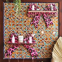 1Pc Pink Leopard Bow Wall Shelf Wooden Crystal Display Stand Storage Hanging Jewelry Holder Girl Bedroom Living Room Wall Decor