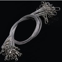 24Pcs Anti Bite Fishing Line Steel Wire Leader With Swivel Double-Lock Snap Accessory Lead Core Leash 25cm 15kg/35lb