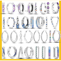 Hot Sale 925 Sterling Silver Hoops Earrings Original Colorful Zircon Pave Hoop Earrings For Women Girls Jewelry Gift