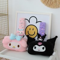 Kawaii Kuromi Car Headrest Safety Seat Belt Cover Japanese Style Back Cushion Plush My Melody Sanrio Cartoon Car Decoration Gift