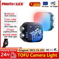 PHOTOOLEX 2000mAh Full Color RGB Video Light 2500K-9000K Magnetic Mini Led Portatil Camera Light for Livestream Vlog Shot