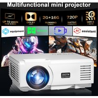 Projector, 4K 1080P Wireless Portable Projector, HDMI & USB, Home Theater for Netflix/Gaming/Karaoke, Indoor Outdoor