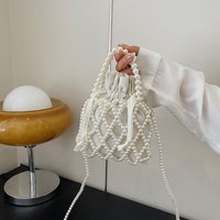 Luxury Pearl Women Bucket Tote Bag Woven Pearl Crossbody Bags for Women Small Wallet Handbag Casual Drawstring Female Coin Purse