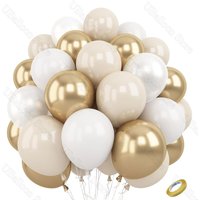 40Pcs White Sand Latex Balloons 10Inch Boho Sand White Metal Chrome Gold Balloons for Birthday Wedding Baby Shower Party Decor
