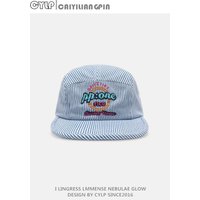Embroidered letter striped baseball cap - women's summer sun hat - flat brim duckbill cap - men's