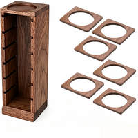 Wooden Coffee Filter Basket Display Rack 51/53/58mm Espresso Portafilter Basket Storage Organizer for Home Coffee Bar Countertop