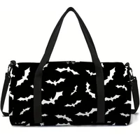 White Bat Black Large Capacity Luggage Bag for Boy and Girls Best Gifts 2D Flat Cartoon Travel Duffels Hand Bag for Children