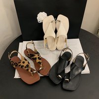 Summer Fashion Women Sandals Comfort Cross Strap Buckle Shoes Ladies Casual Leopard Print Beach Daily Walking Flats Sandals 666