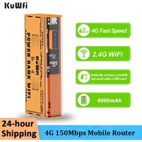 KuWFi 300Mbps WiFi Router Portable Mini 4G Unlocked MiFi Pocket Router 4G LTE Mobile Hotspot 8000mAh Ultra Long Battery Life