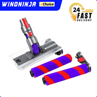 Improved Twin Soft Roller Brush Head with Light For Dyson V7 V8 V10 V11 V15 Vacuum Cleaner Spare Free Rotating Floor Brush